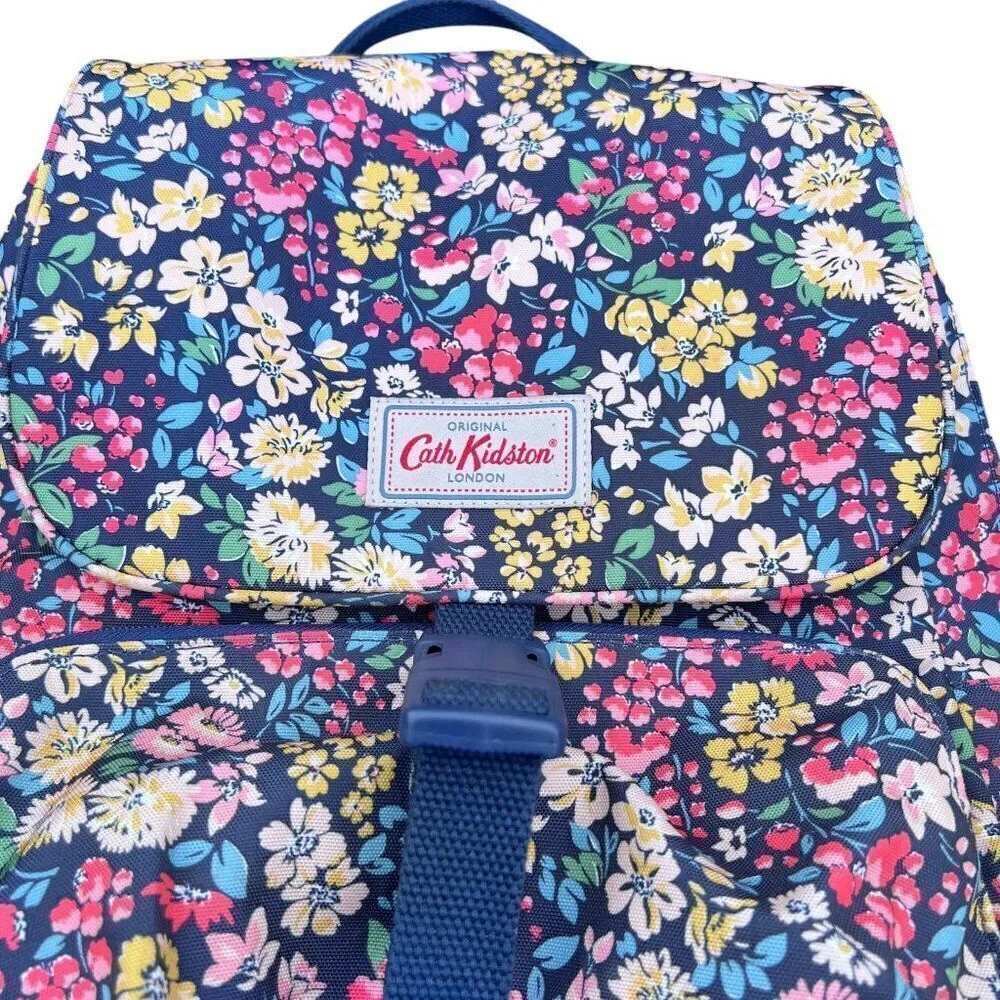 Cath Kidston Navy Blue Floral Buckle Travel School Backpack
